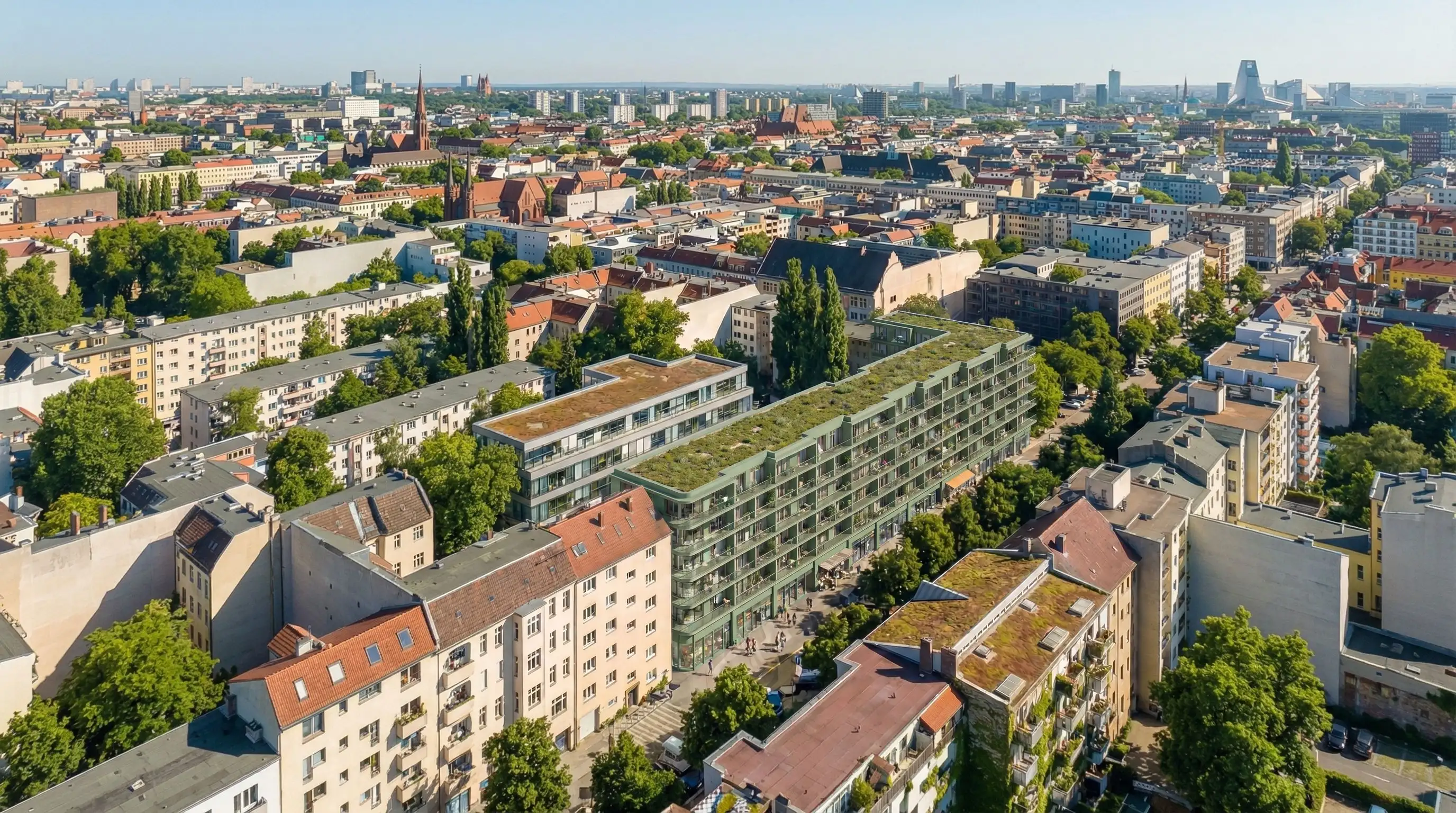 Buildplace-Szenario, mit Pelicad im realen städtebaulichen Kontext visualisiert.