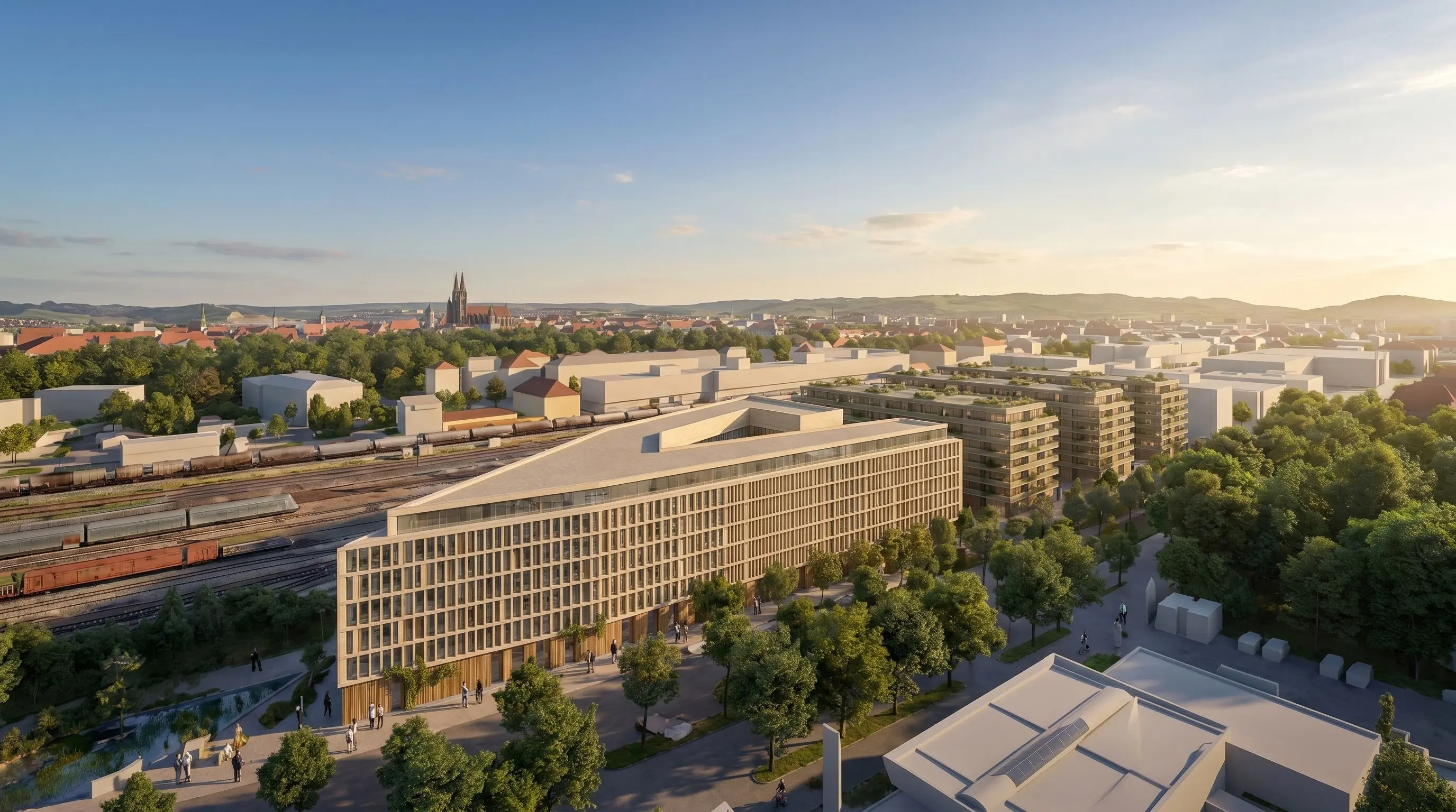 Urbanistic-Variante, mit Pelicad im realen städtebaulichen Kontext visualisiert.