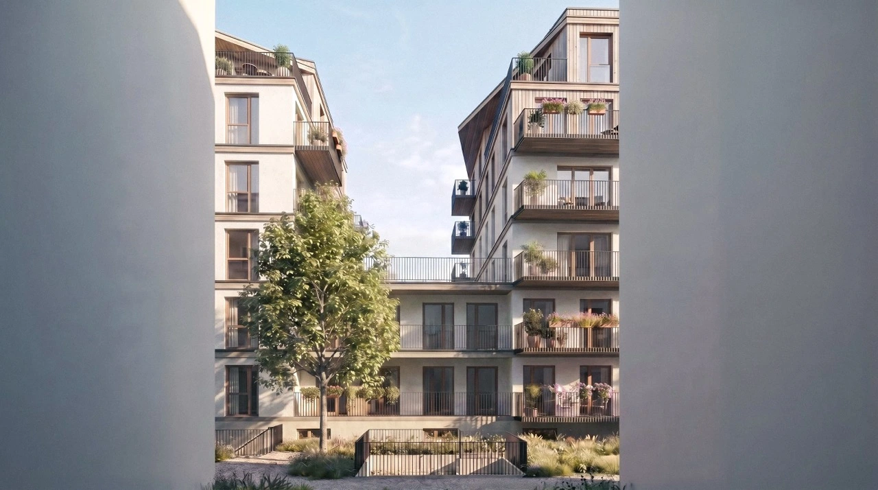 Hofperspektive des Wettbewerbsentwurfs.
